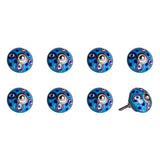 Set of Eight Blue And White Botanical Ceramic Drawer Pull Knobs