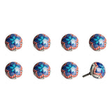 Set of Eight Blue And White Floral Ceramic Drawer Pull Knobs