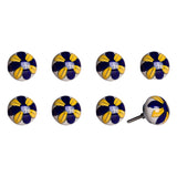 Set of Eight Blue And Yellow Floral Ceramic Drawer Pull Knobs