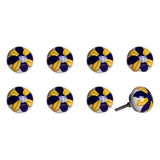 Set of Eight Blue And Yellow Floral Ceramic Drawer Pull Knobs