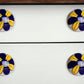 Set of Eight Blue And Yellow Floral Ceramic Drawer Pull Knobs