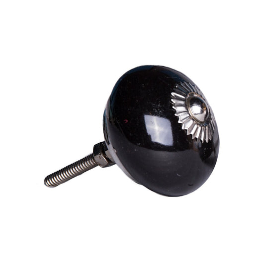 Set of Twelve Black Ceramic Drawer Pull Knobs