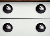 Set of Twelve Black Ceramic Drawer Pull Knobs