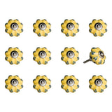 Set of Twelve Yellow And Green Ceramic Drawer Pull Knobs