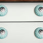 Set of Twelve Turquoise And White Geometric Ceramic Drawer Pull Knobs