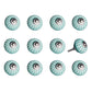 Set of Twelve Turquoise And White Geometric Ceramic Drawer Pull Knobs