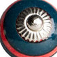 Set of Twelve Navy Blue And Red Geometric Ceramic Drawer Pull Knobs