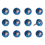 Set of Twelve Blue And White Botanical Ceramic Drawer Pull Knobs