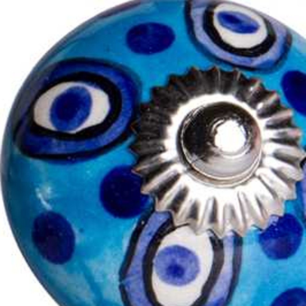 Set of Twelve Blue And White Botanical Ceramic Drawer Pull Knobs