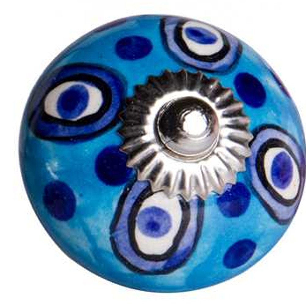 Set of Twelve Blue And White Botanical Ceramic Drawer Pull Knobs