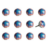 Set of Twelve Blue And White Floral Ceramic Drawer Pull Knobs