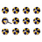 Set of Twelve Blue And Yellow Floral Ceramic Drawer Pull Knobs