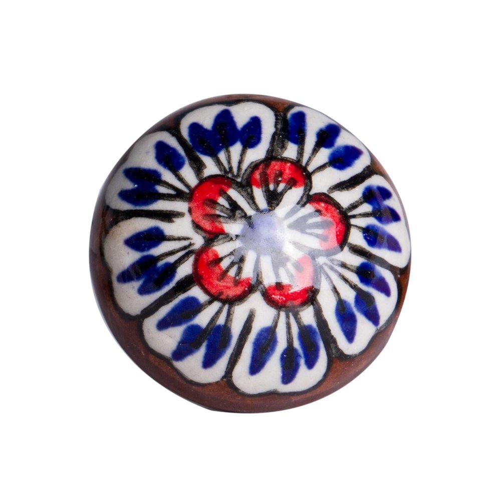 Set of Twelve Blue And White Floral Ceramic Drawer Pull Knobs