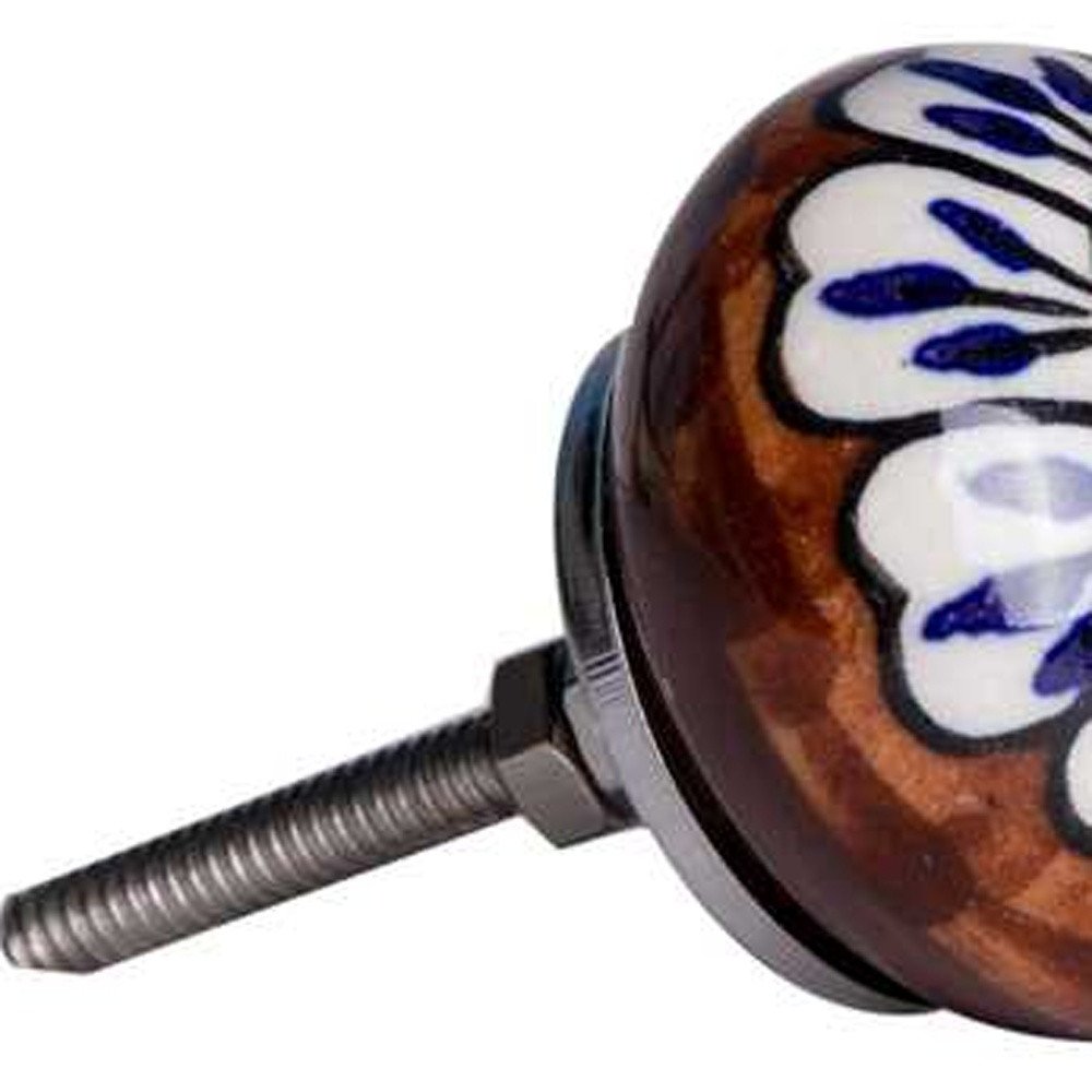 Set of Twelve Blue And White Floral Ceramic Drawer Pull Knobs