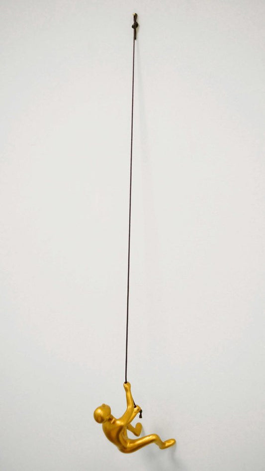 6" X 3" Gold Resin Climbing Man Hanging Dimensional Sculpture
