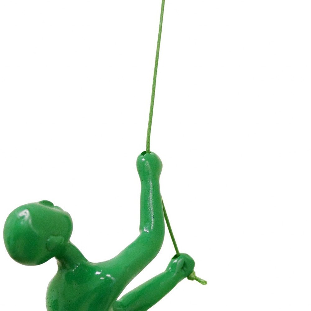 6" X 3" Green Resin Climbing Man Hanging Dimensional Sculpture