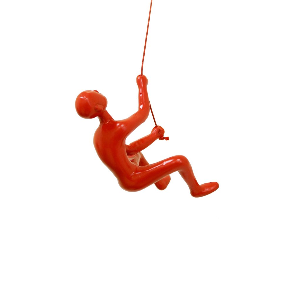 6" X 3" Red Resin Climbing Man Hanging Dimensional Sculpture