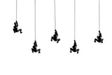 Set of Five Black Resin Climbing Man Hanging Dimensional Sculpture
