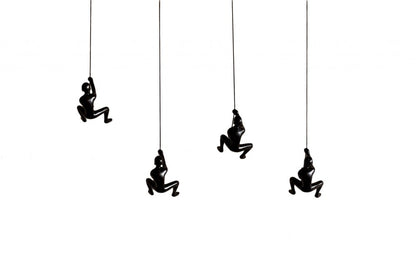 Set of Four Black Resin Climbing Man Hanging Dimensional Sculpture