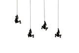 Set of Four Black Resin Climbing Man Hanging Dimensional Sculpture
