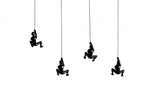 Set of Four Black Resin Climbing Man Hanging Dimensional Sculpture