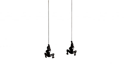 Set of Two Black Resin Climbing Man Hanging Dimensional Sculpture