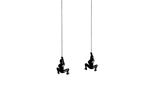 Set of Two Black Resin Climbing Man Hanging Dimensional Sculpture
