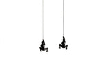 Set of Two Black Resin Climbing Man Hanging Dimensional Sculpture