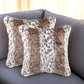 Set of Two 18" Brown White And Black Faux Fur Throw Pillows