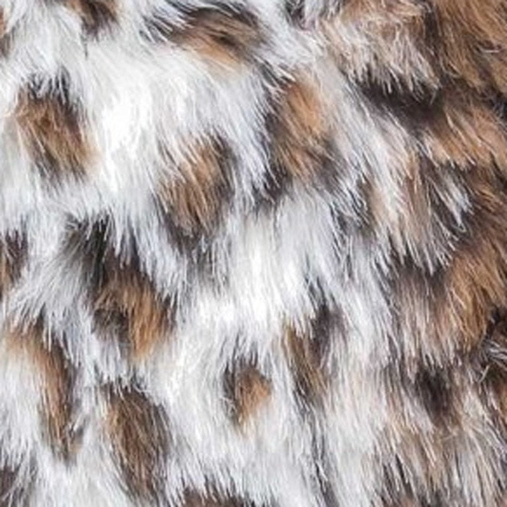 Set of Two 18" Brown White And Black Faux Fur Throw Pillows