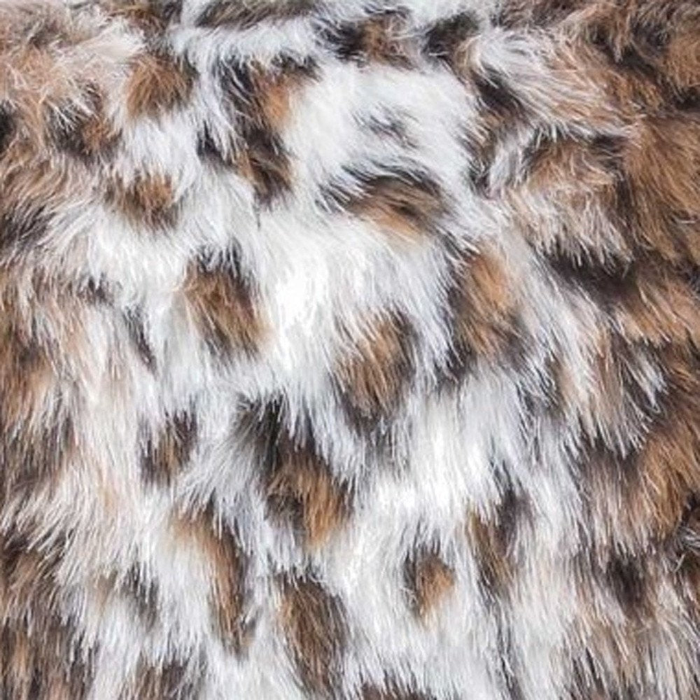 Set of Two 18" Brown White And Black Faux Fur Throw Pillows