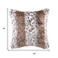 Set of Two 18" Brown White And Black Faux Fur Throw Pillows