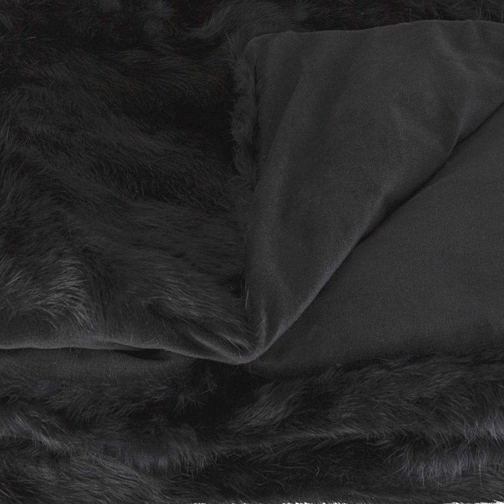 Black Knitted Rabbit Solid Color Plush Reversable Throw