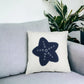 17" Blue and White Linen Throw Pillow