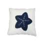 17" Blue and White Linen Throw Pillow