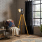 35" Brown Tripod Floor Lamp With Cone
