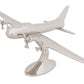 11" Nickel Metal Hand Painted Model Airplane Tabletop Sculpture