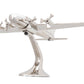 11" Nickel Metal Hand Painted Model Airplane Tabletop Sculpture