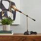 20" Black Metal Adjustable Desk Table Lamp With Gold Bowl Shade
