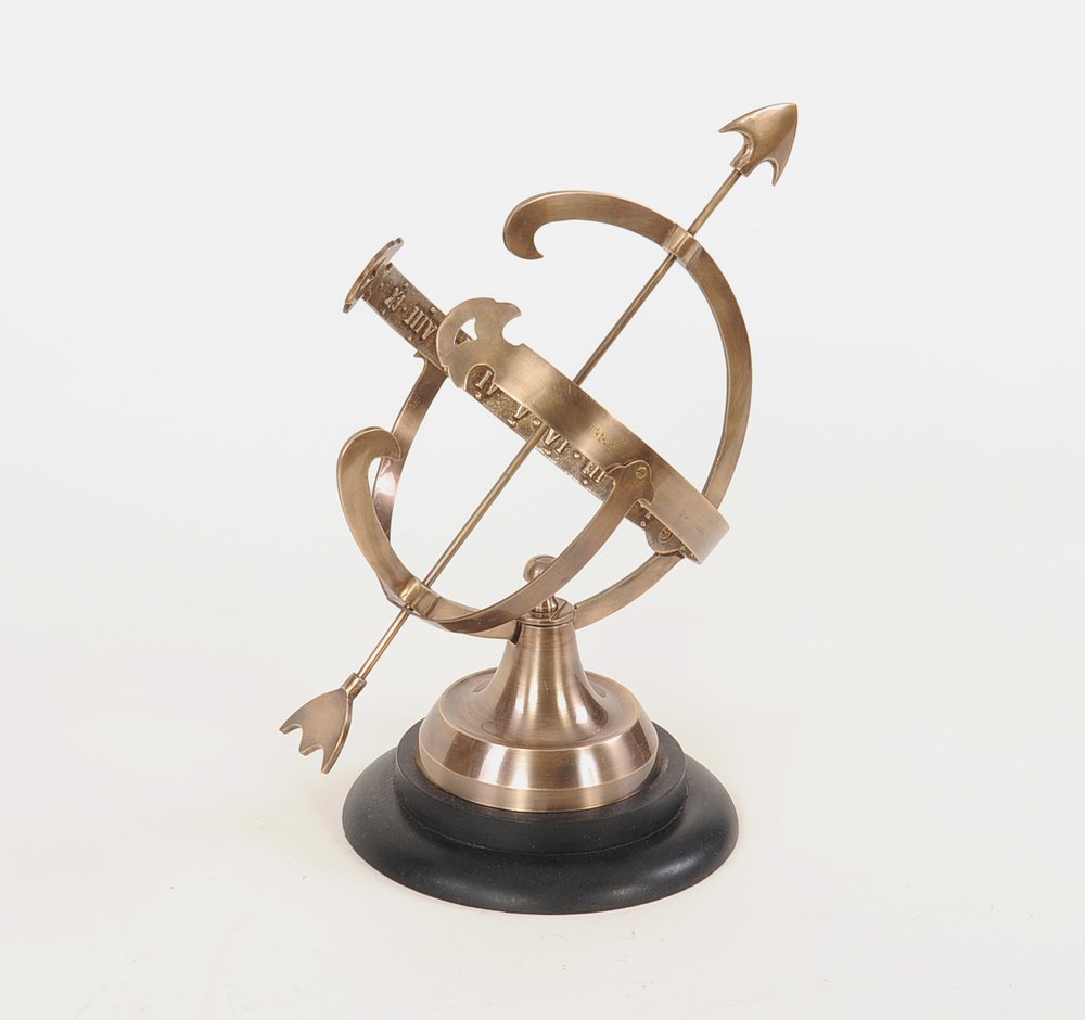 14" Brass And Black Metal Hand Painted Figurine Tabletop Sculpture