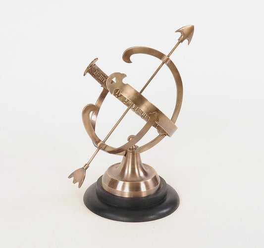 14" Brass And Black Metal Hand Painted Figurine Tabletop Sculpture