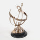 14" Brass And Black Metal Hand Painted Figurine Tabletop Sculpture