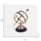 14" Brass And Black Metal Hand Painted Figurine Tabletop Sculpture