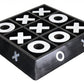 Nickel And Dark Wood Tic Tac Toe Game Sculpture