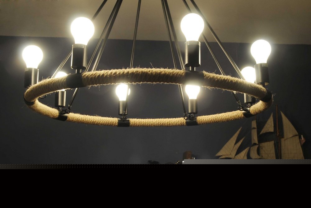 32" X 37" X 32" 8 Bulbs Rope  Pendant Lamp