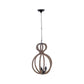 Natural and Black Iron and Rope Three Light Ceiling Light