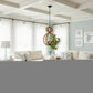 Natural and Black Iron and Rope Three Light Ceiling Light