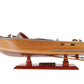 16" Brown Solid Wood Hand Painted Runabout Canoe Model Boat