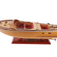 16" Brown Solid Wood Hand Painted Runabout Canoe Model Boat