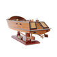 16" Brown Solid Wood Hand Painted Runabout Canoe Model Boat